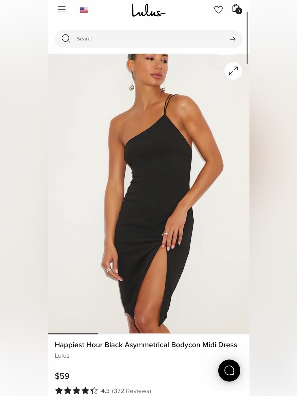 Lulu’s Happiest Hour Black Asymmetrical Bodycon Midi Dress